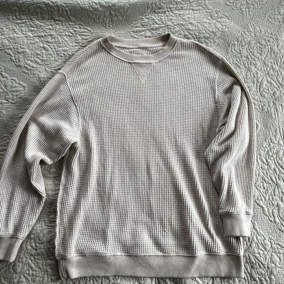 Aerie cream waffle knit sweater size medium - Picture 2 of 5